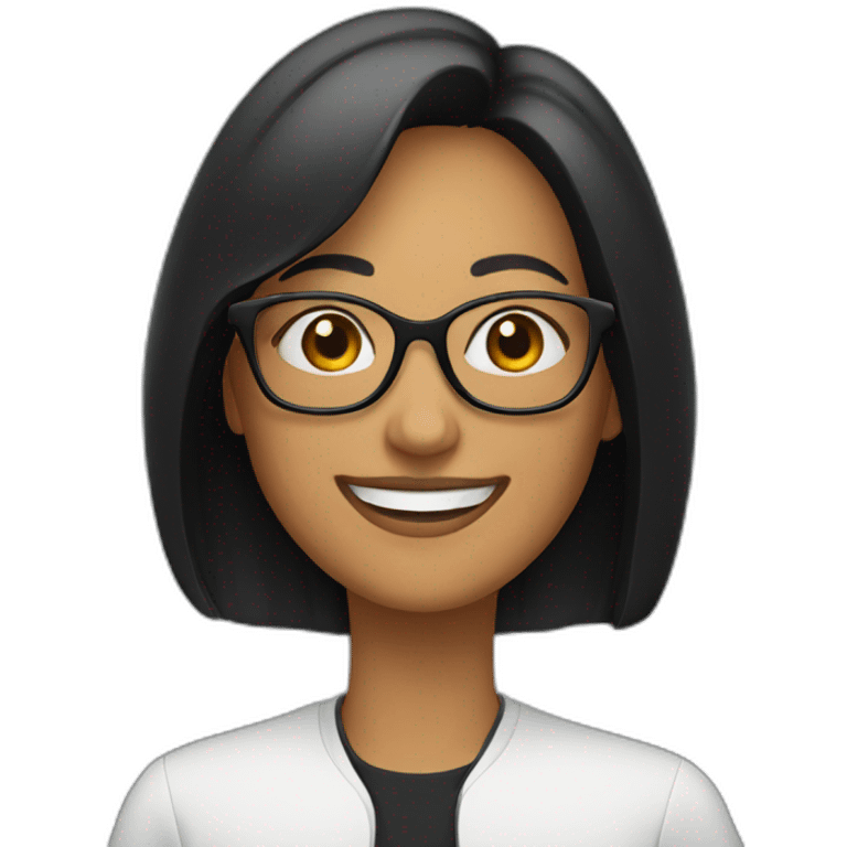 Woman in black glasses smiling  emoji