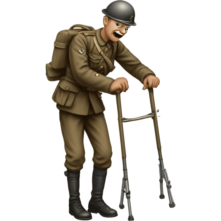 disabled ww1 soldie with amputation on crutches emoji