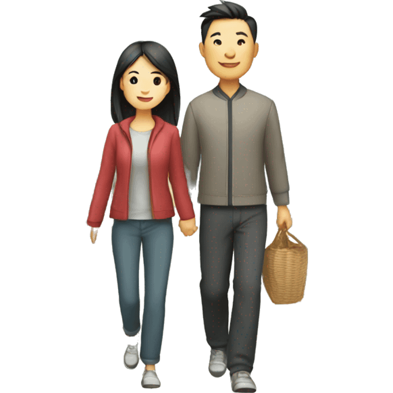 a Chinese couple taking walk emoji