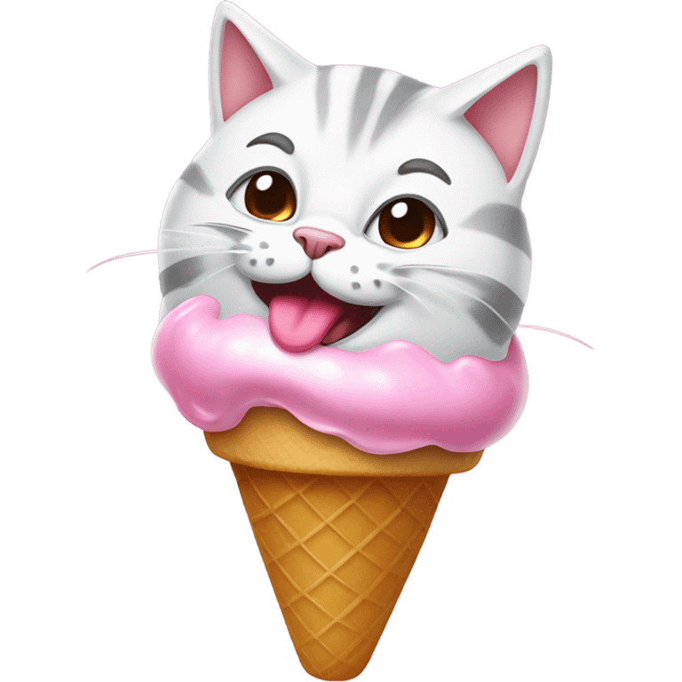 Cat eating ice cream emoji