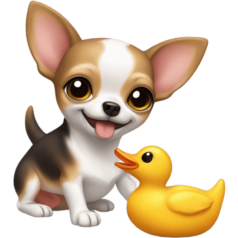 Cute chihuahua with duck toy emoji