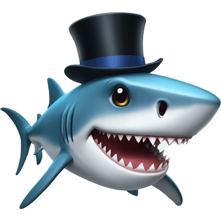 Shark with a top hat emoji