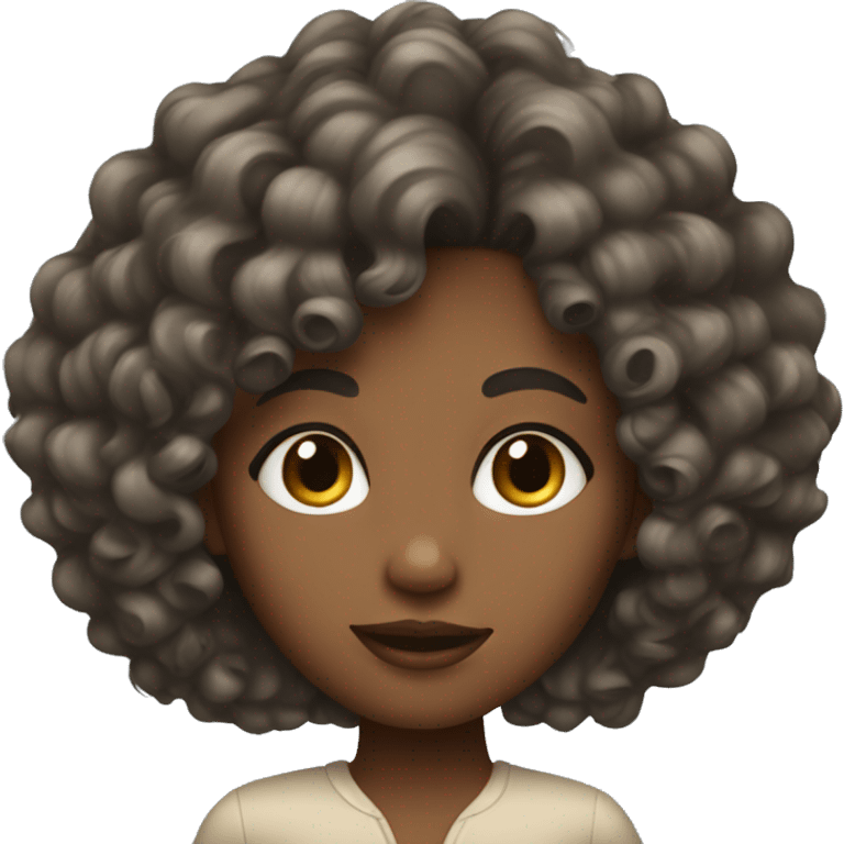 chic girl with curly hair emoji