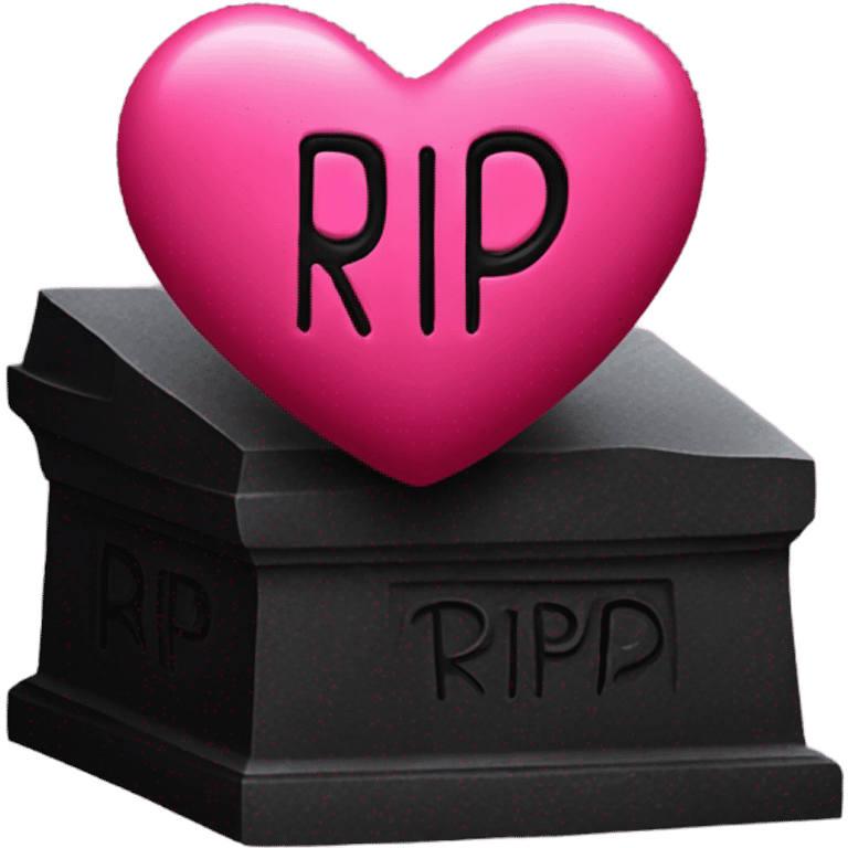  a black grave with the letters RIP on a red pink heart emoji