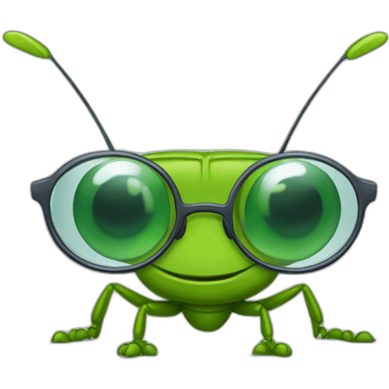 Cute grasshopper wearing a transparent glasses emoji