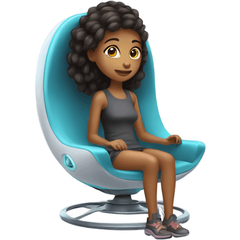 Girl sitting in hover chair of the future  emoji