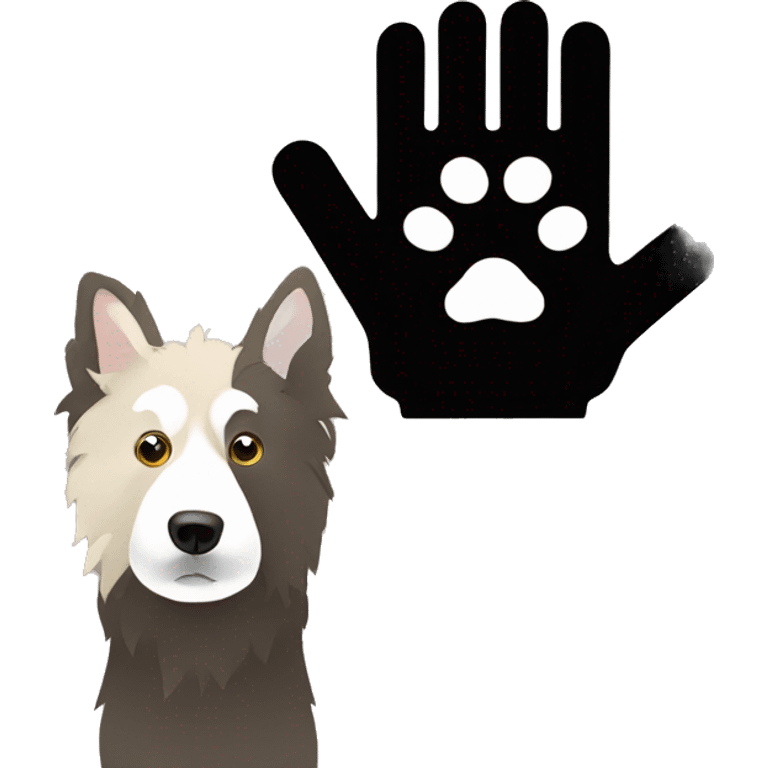 fingerless gloves and dog shadow emoji