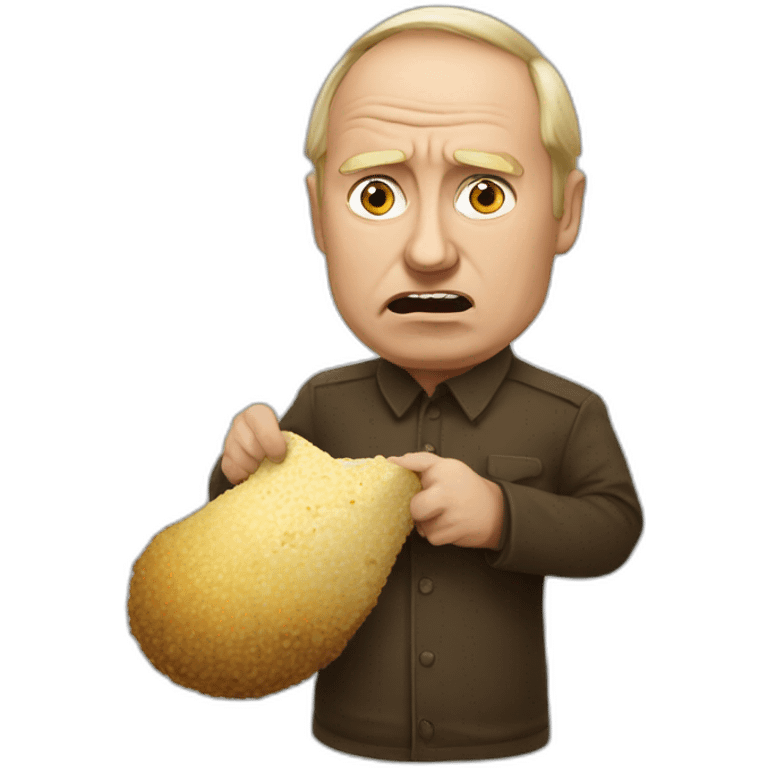 Vladimir poutine holding poop and beeing scared emoji