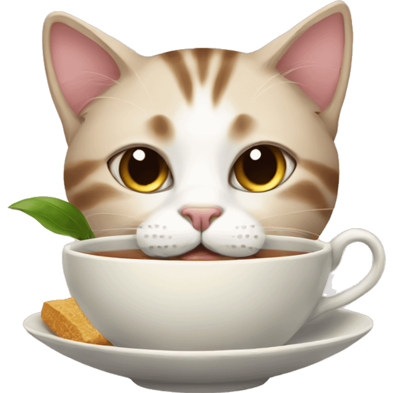 Cat with tea emoji