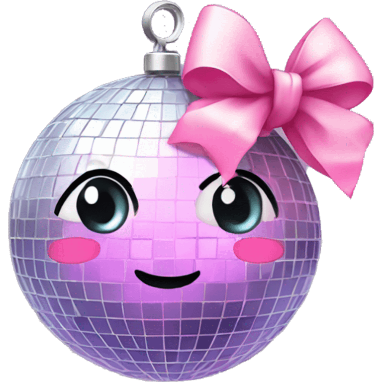 Disco ball with a cute pink bow emoji