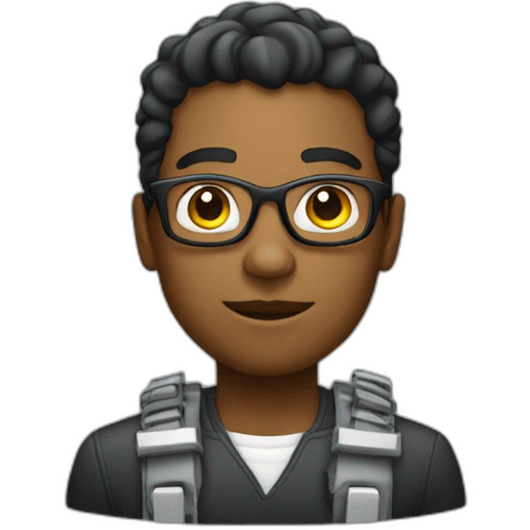 black computer engineer with a computer emoji