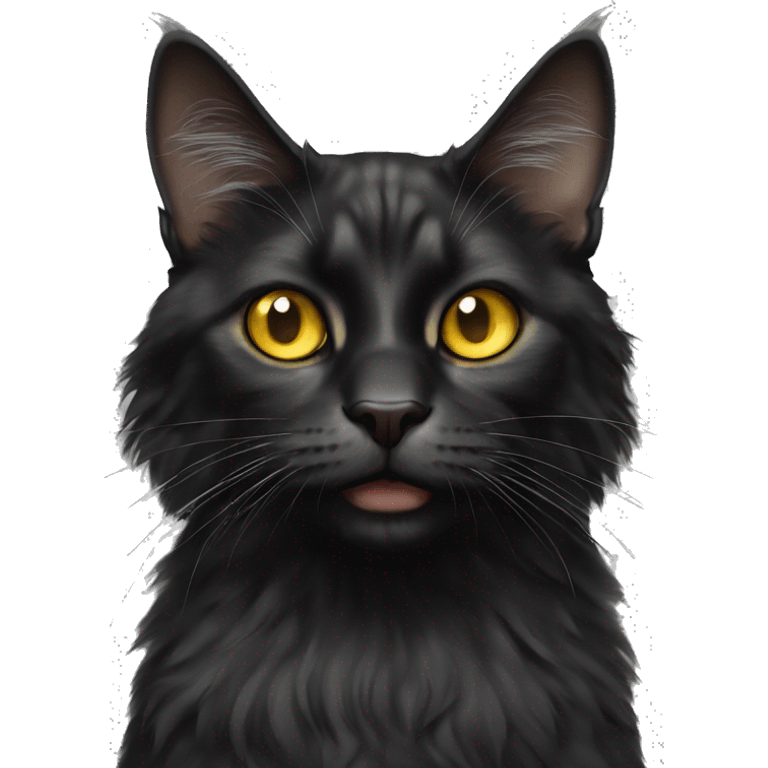 Black maincoon cat yellow eyes  emoji