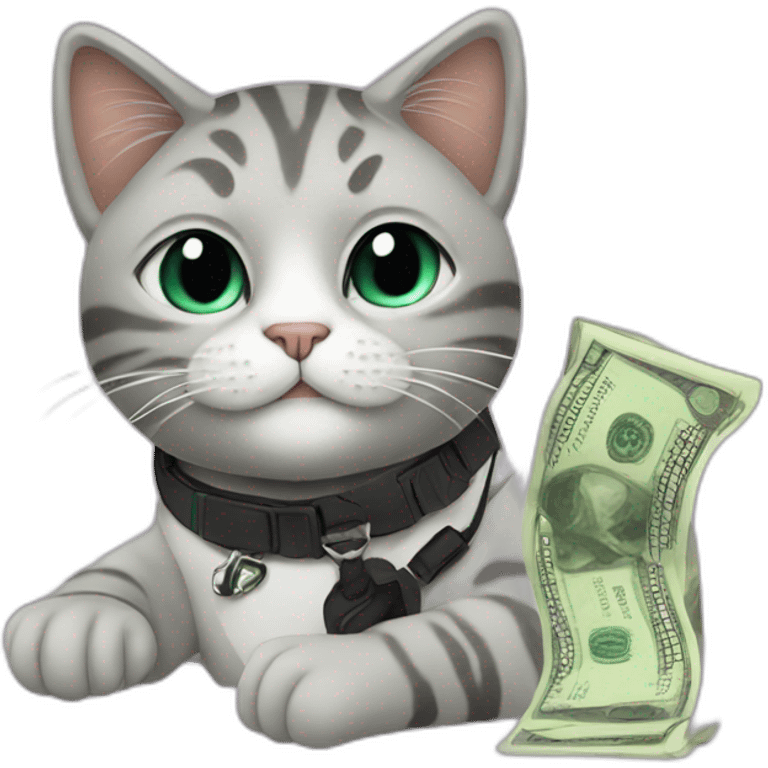 dj cat with money emoji