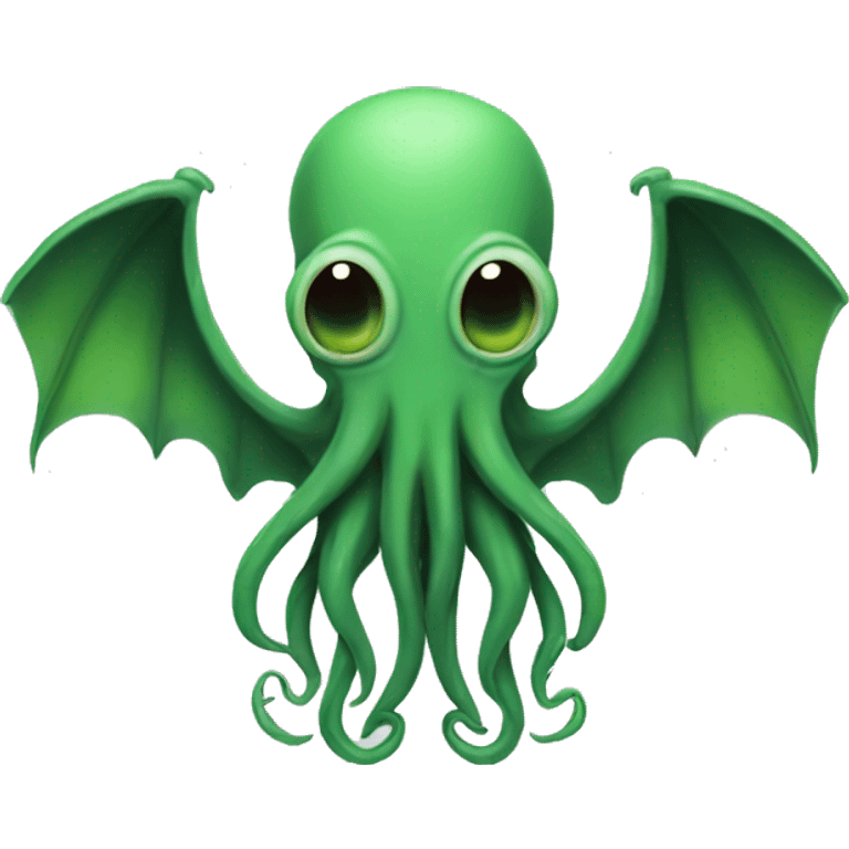 Cthulhu in a T-pose, with a simple, cute appearance, tentacled face, small wings, and slightly menacing eyes. emoji