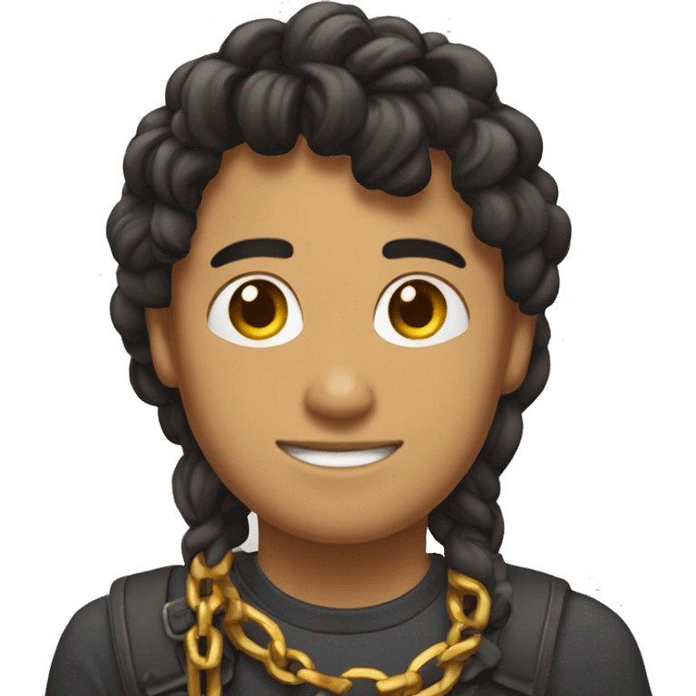 Muchacho mulatico con trenzas y cadenas de oro emoji