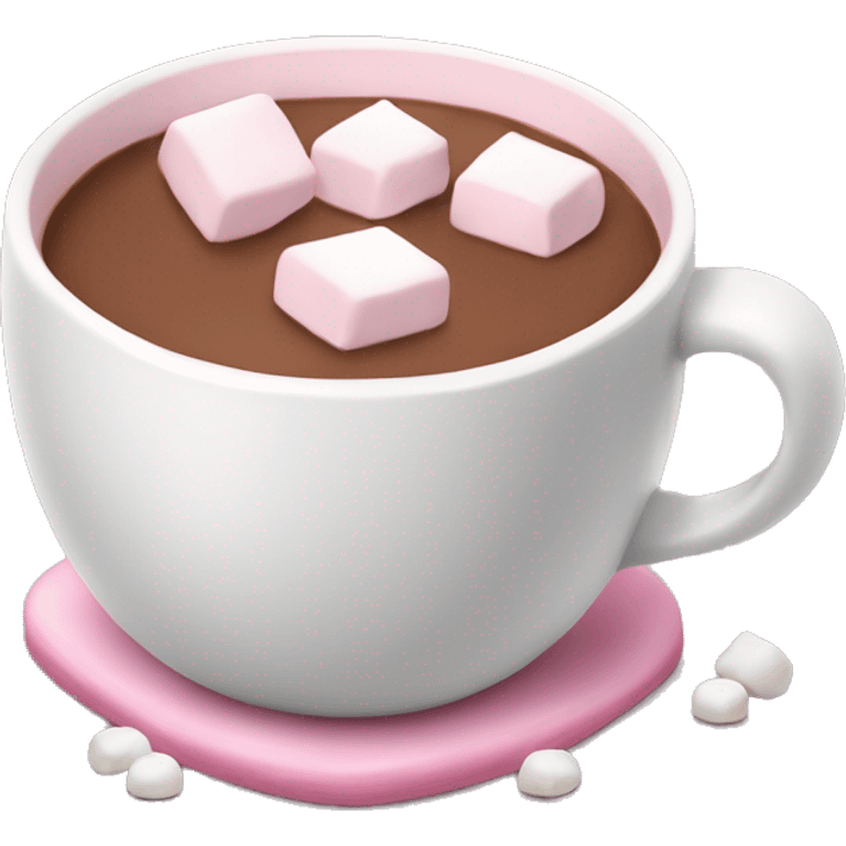 Light Pink mug of hot chocolate with marshmallows  emoji