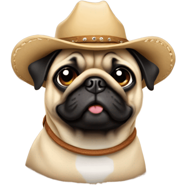 Pug wearing a cowboy hat emoji