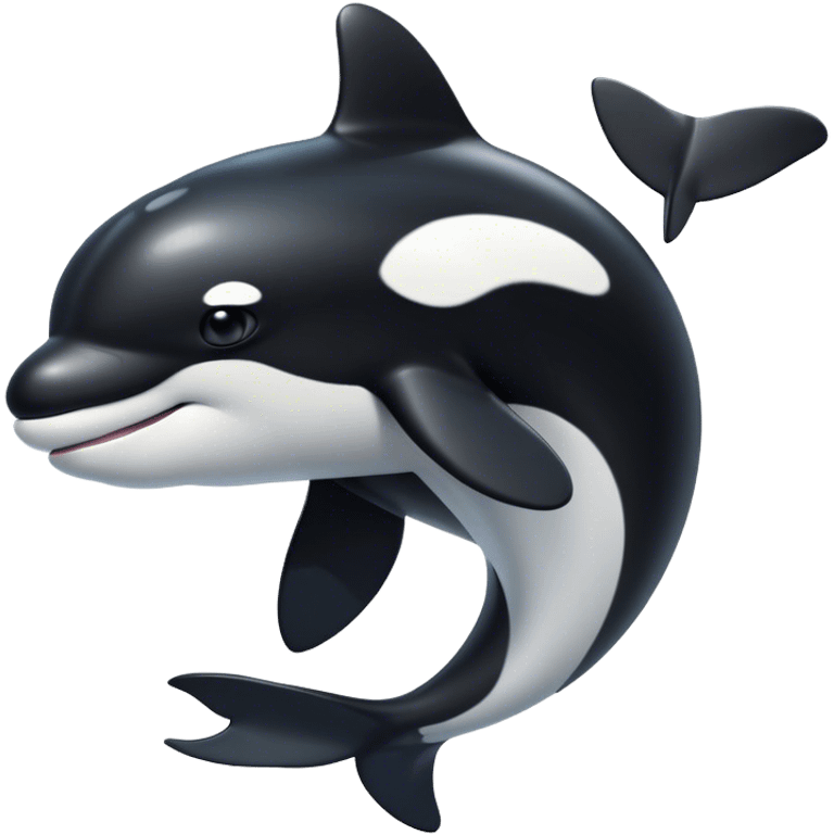 Cinematic Noble orca Portrait Emoji, Poised and majestic, with a sleek, streamlined black-and-white body, piercing intelligent eyes, and a powerful, commanding presence, Simplified yet sharp and sophisticated features, highly detailed, glowing with a soft oceanic radiance, high shine, intelligent and formidable, stylized with an air of deep-sea dominance, focused and alert, soft glowing outline, capturing the essence of an apex predator that appears ready to surge out of the waves with effortless authority! emoji