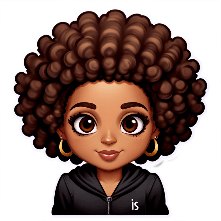 I want to create emojis that look like my friend. Her name is Isis. She has medium brown curly Afro that sticks out about 8 to 9 inches medium skin tone and medium to dark brown eyes. emoji