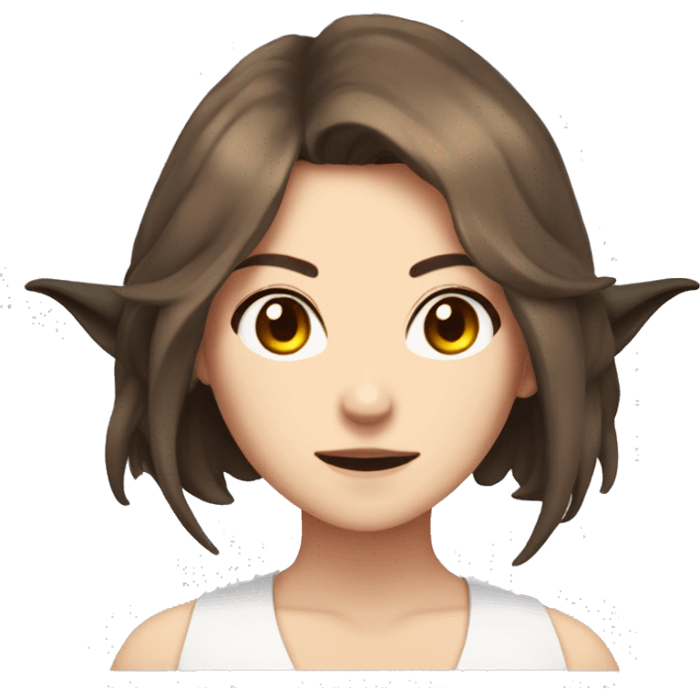 Woman, brown hair, light skin, brown eyes, demon horns, smug, anime style  emoji