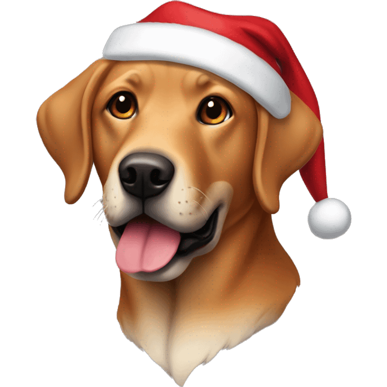 Dark foxred labrador with santa clause hat emoji