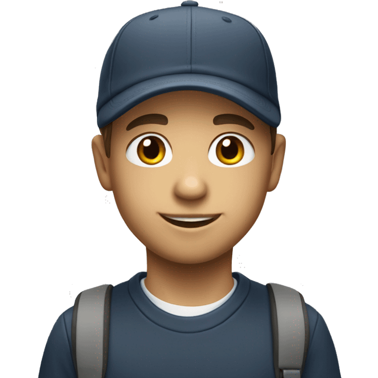 white skin school kid son wearing cap emoji