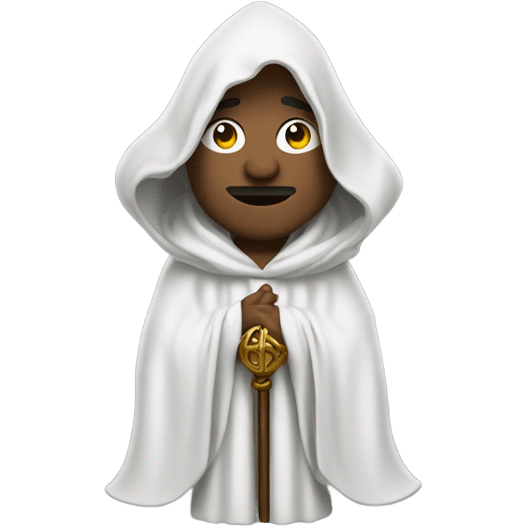 Wizard with a white robe and hood emoji