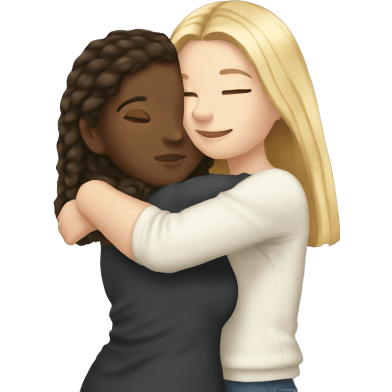 White girl hugs white girl emoji