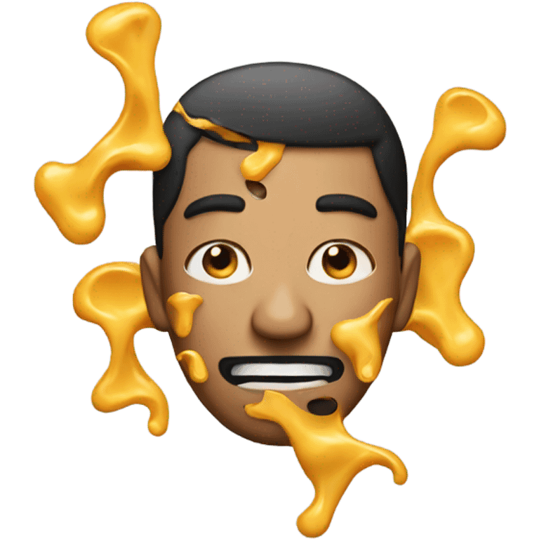 A man with Chili cheese on his face emoji