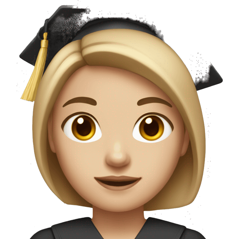 white-skin girl with light brown hair and brown eyes with graduation attire emoji