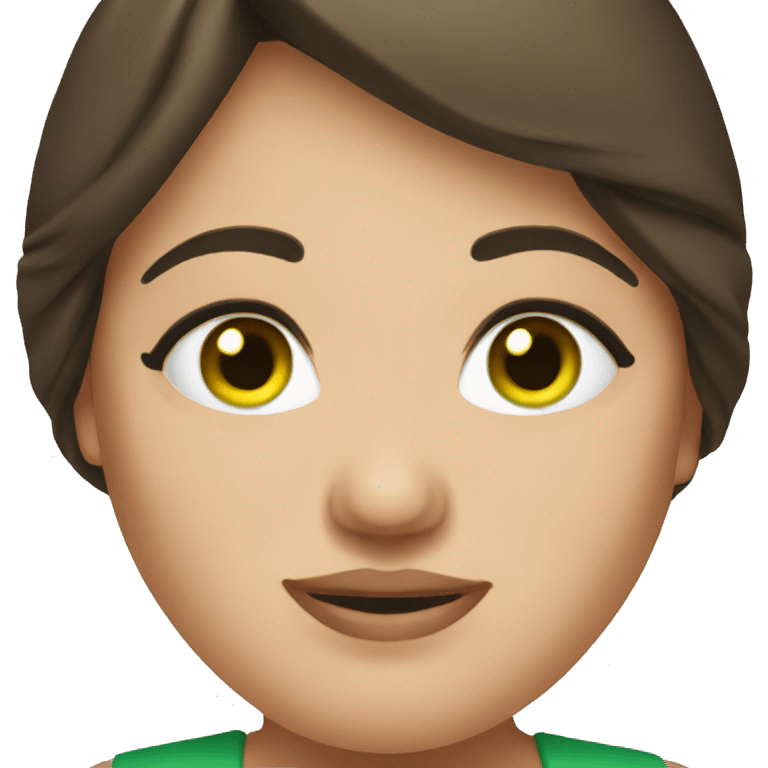 Brunette,green eyed chubby woman emoji