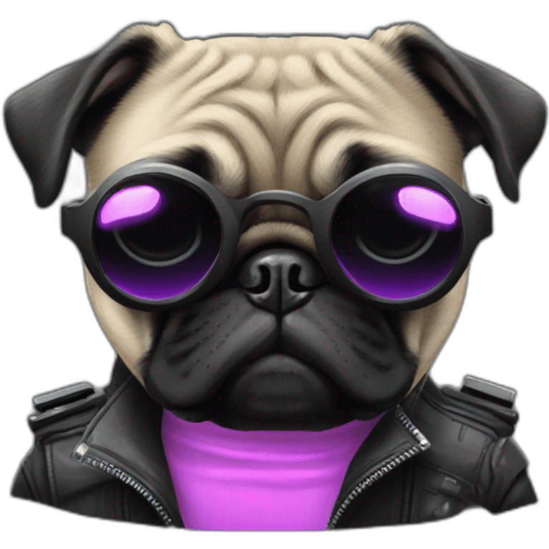 pug with black sunglasses and wearing a cyberpunk suit emoji