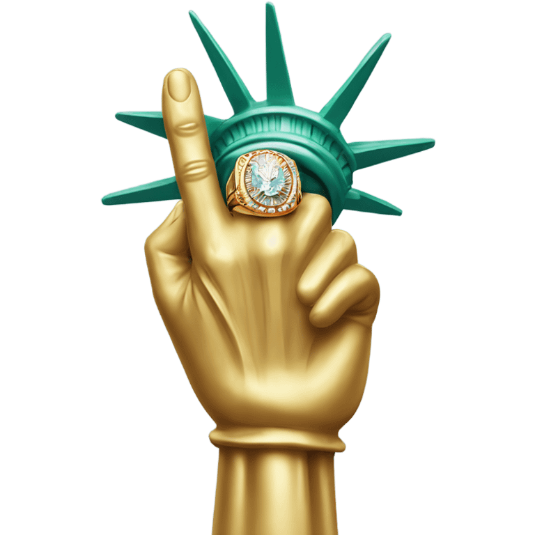 Statue of liberty hand with championship ring emoji