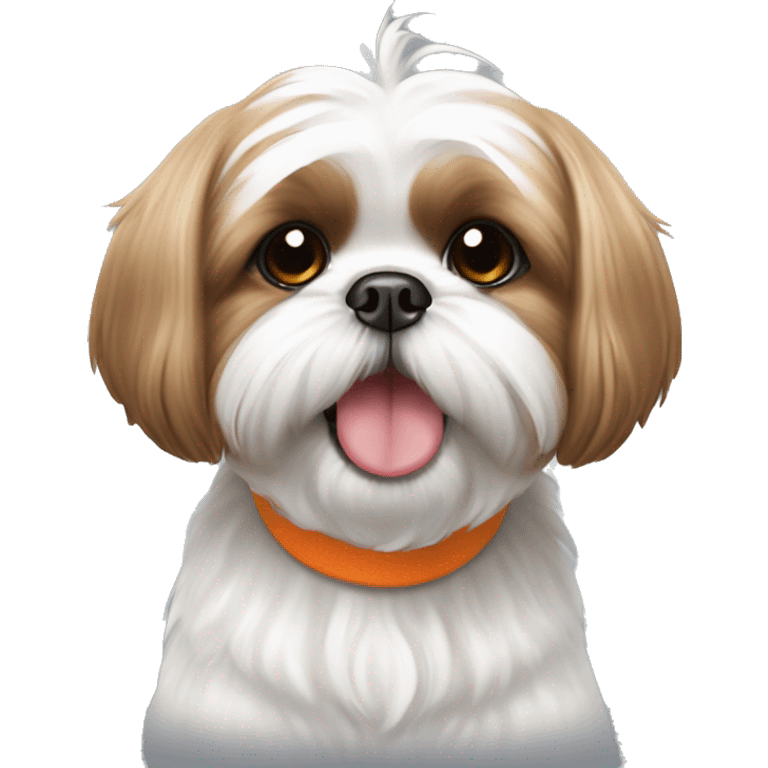 Happy shih tzu with orange ear and the rest white emoji