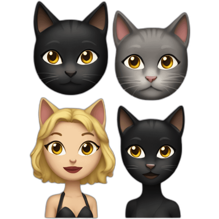 three cat woman emoji