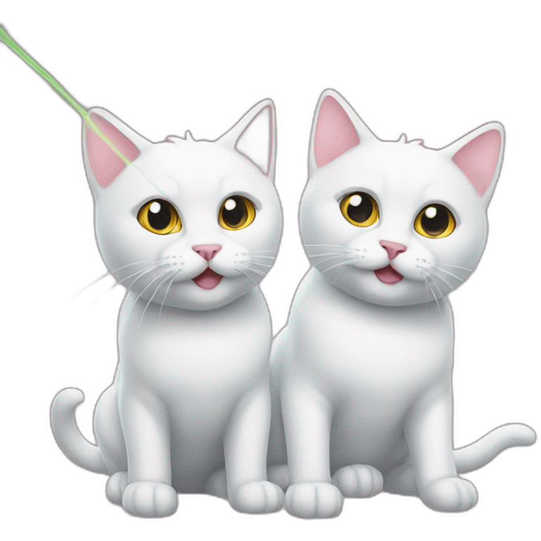 two white cats with laser beams emoji