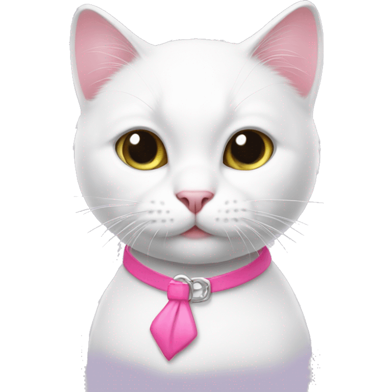 White cat with pink accesorie  emoji