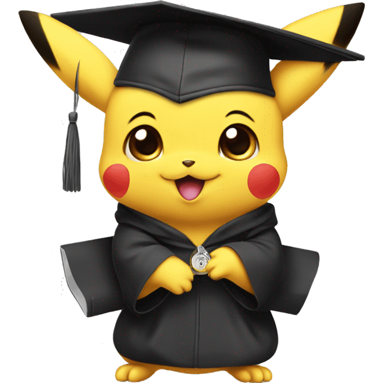 baby pikachu wearing graduation cap emoji