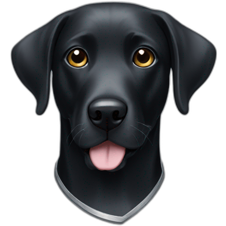 black Labrador portrait with silver patches and one black eye patch emoji