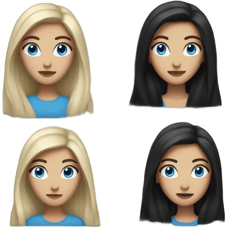 woman with black long hair and blue eyes emoji