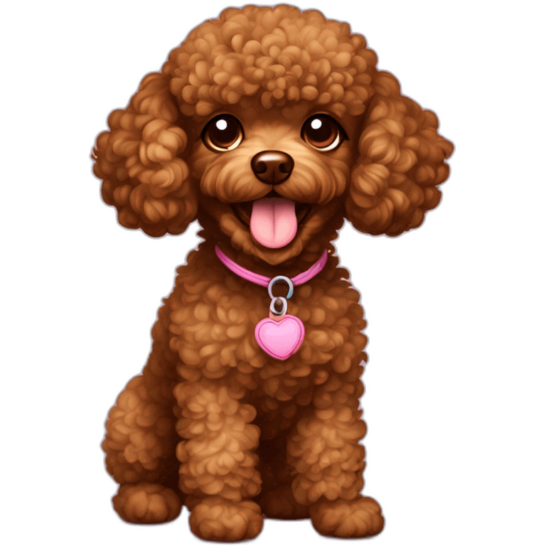 curly brown toy poodle with tongue out whole body emoji