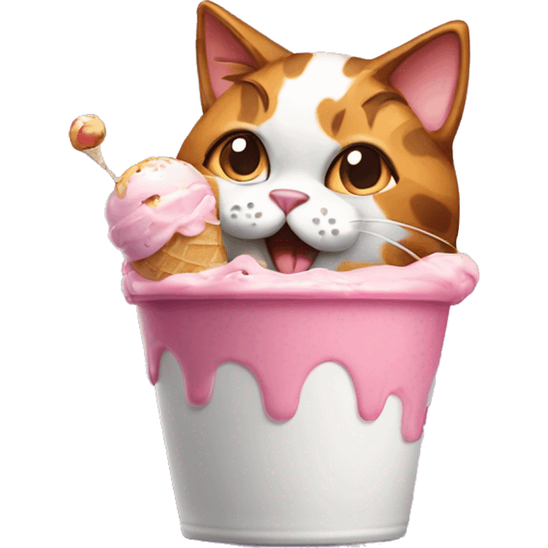 calico cat with icecream sundae  emoji