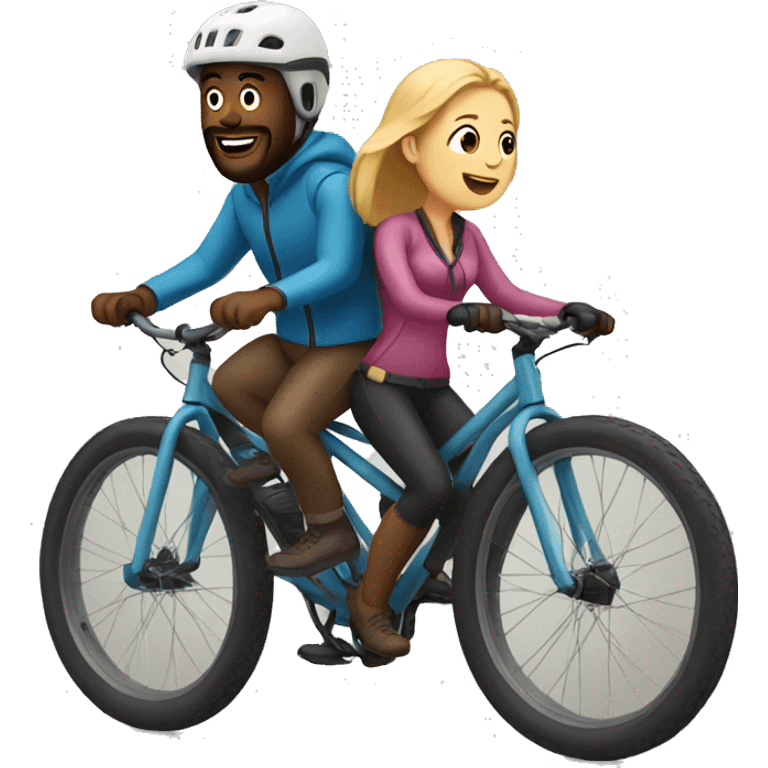 white guy and woman riding on a fat bike emoji