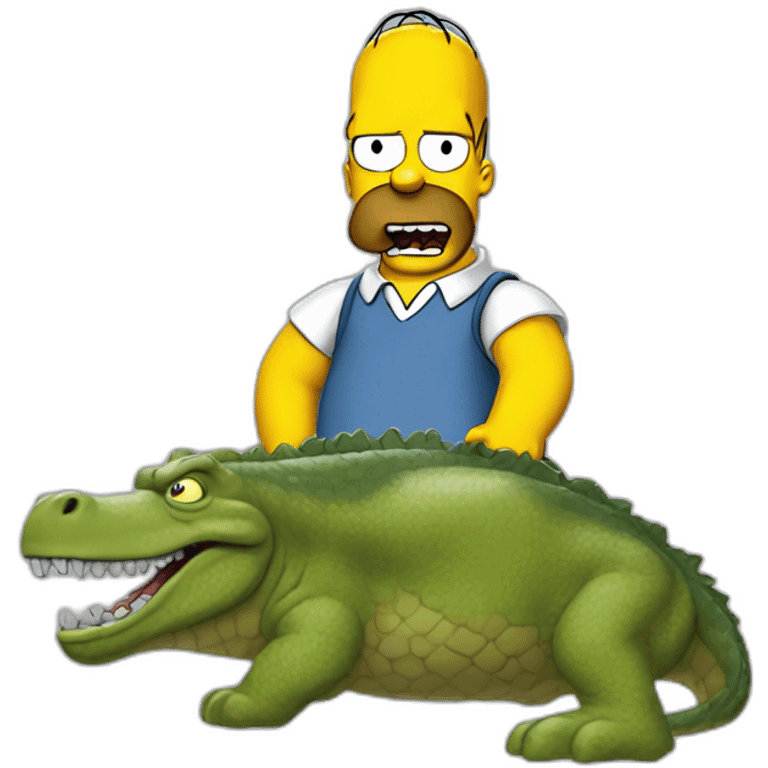 Homer Simpsons chevauchant un crocodiles emoji