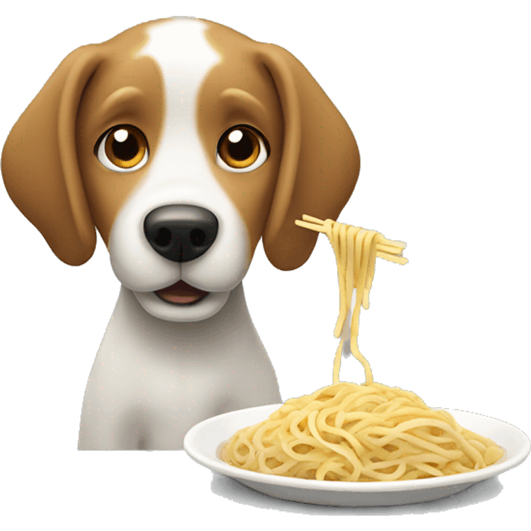 Dog eating noodles emoji