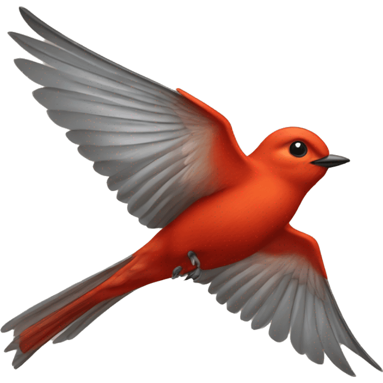 red male flycatcher bird flying emoji