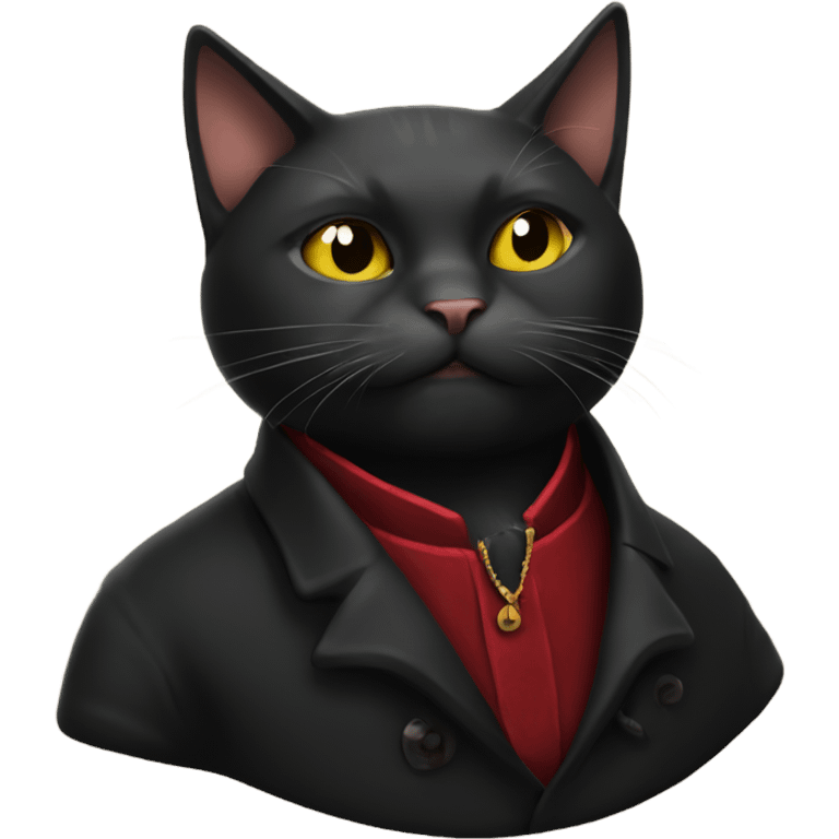 Black cat with a smoking jacket and a pipe emoji