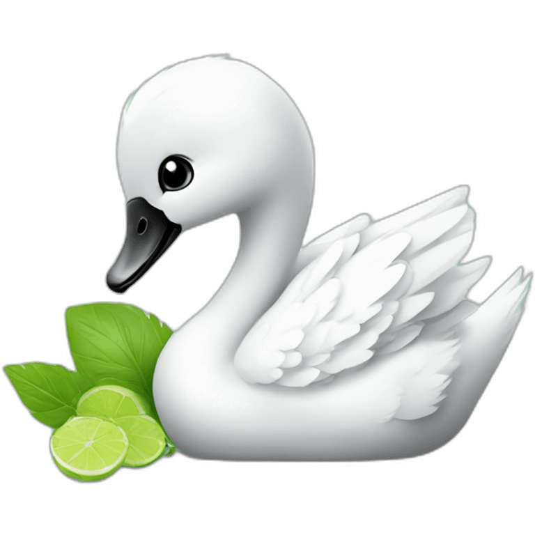 baby swan drinking mojito emoji