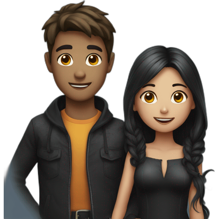 Boy and girl halloween party emoji