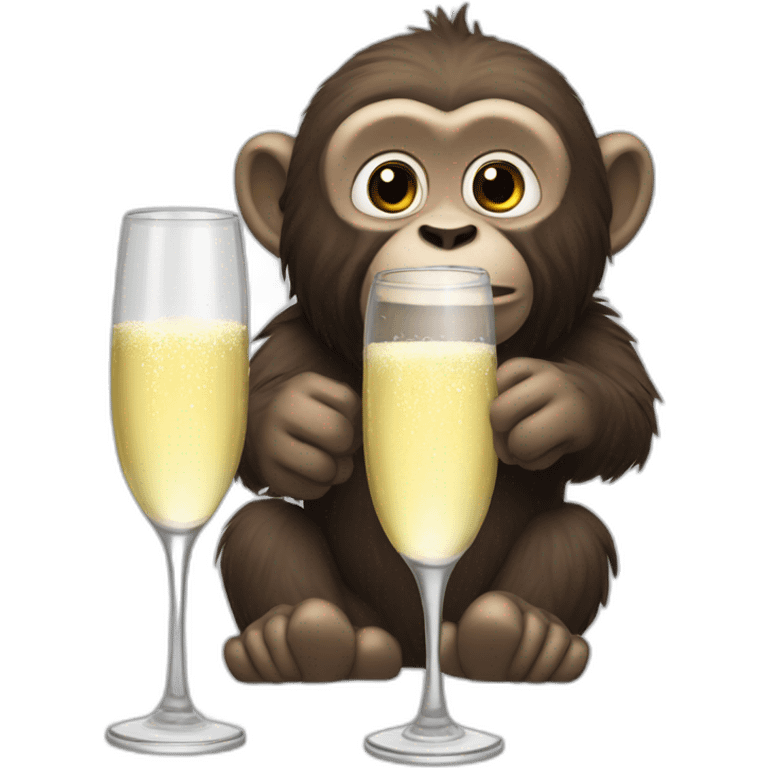 Singes qui trinque avec des coupes de champagne emoji